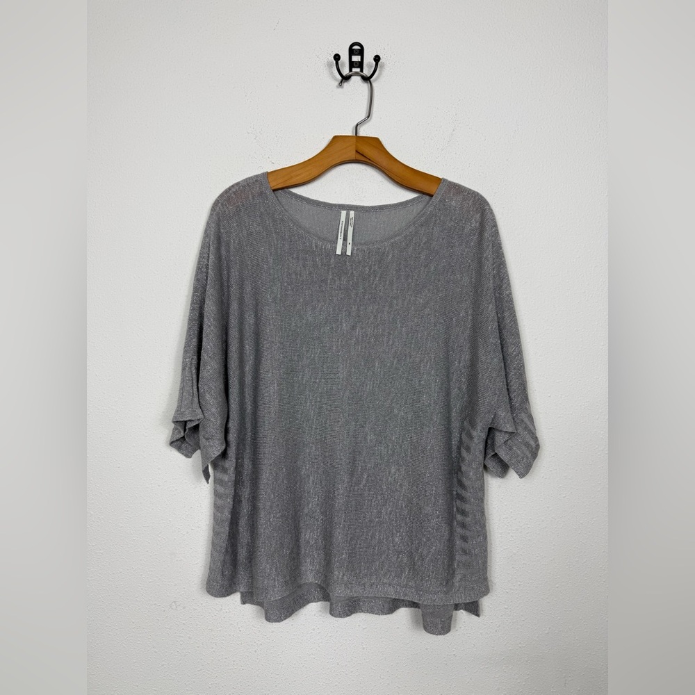 Anthropologie Alicia Sliver Shimmer Pullover Linen Blend Sweater Tee Sz XS